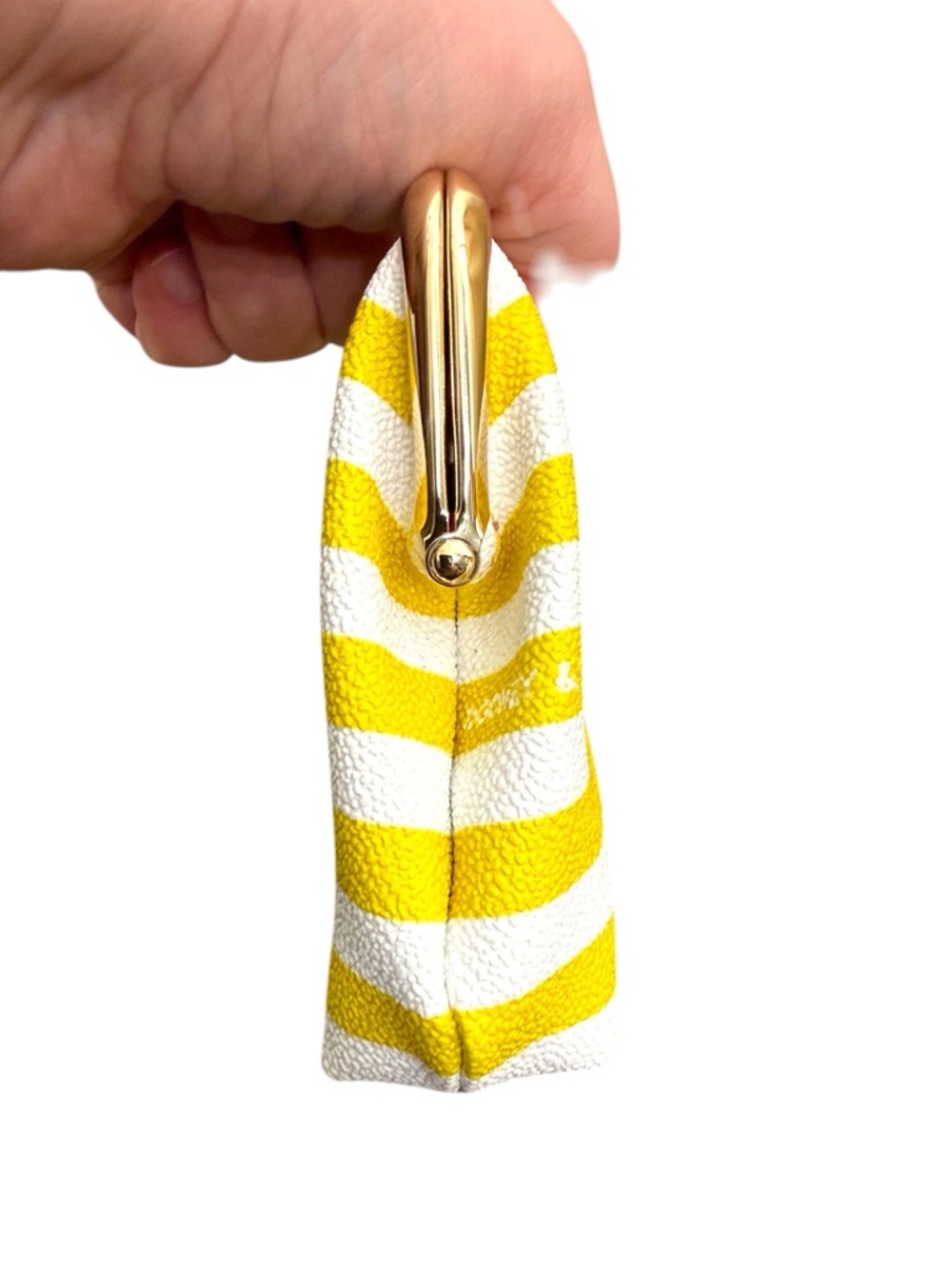 Dooney & Bourke Yellow White Stripe Kisslock Coin Purse Wallet - Picture 5 of 12